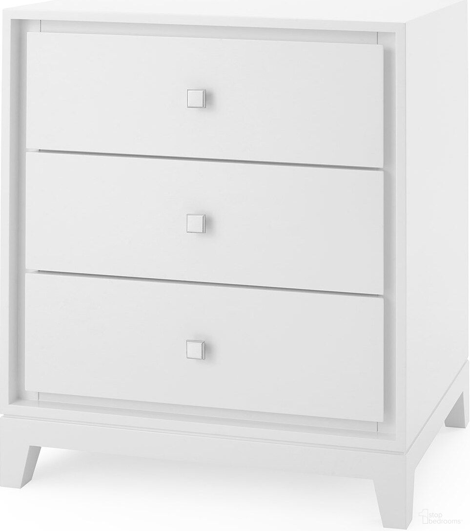 Bergamo 3-Drawer Side Table In White Pearl