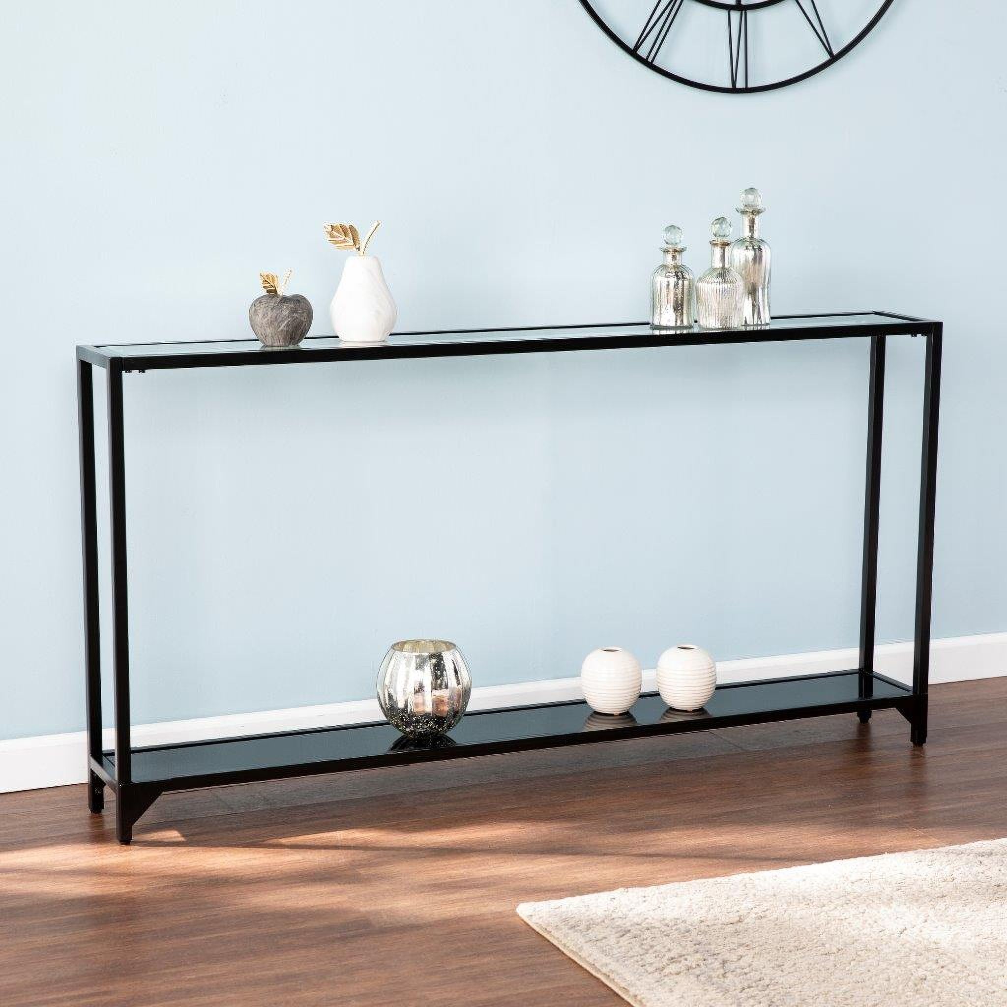 The appearance of Bergen Narrow Metal Console Table In Black designed by SEI Furniture in the glam interior design. This black piece of furniture was selected by 1StopBedrooms from Bergen Collection to add a touch of cosiness and style into your home. Sku: CM2656. Material: Metal.