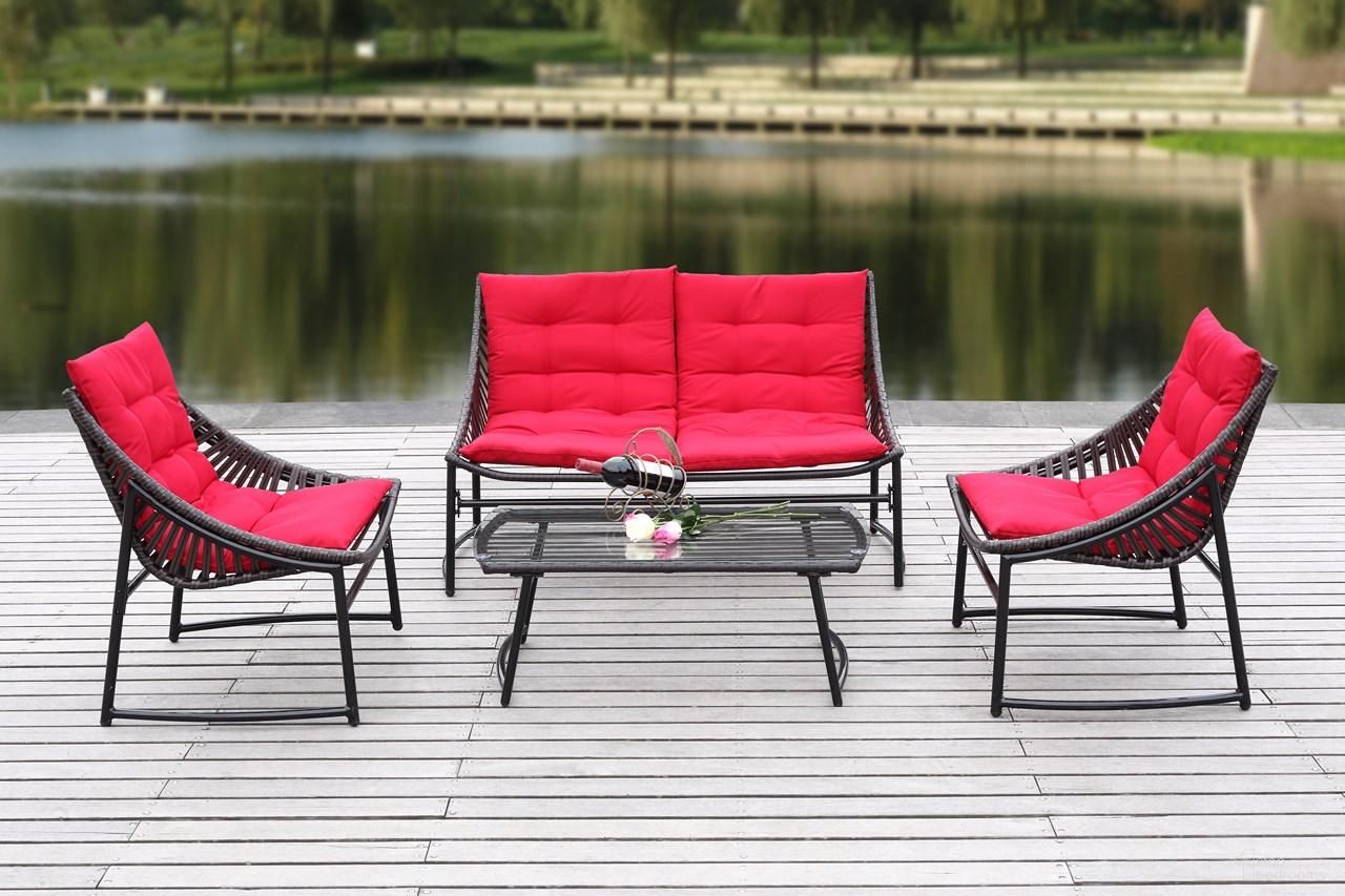 The appearance of Berkane Brown Rattan and Red 4-Piece Outdoor Set designed by Safavieh in the modern / contemporary interior design. This brown red piece of furniture was selected by 1StopBedrooms from Berkane Collection to add a touch of cosiness and style into your home. Sku: PAT2009D. Material: Steel.