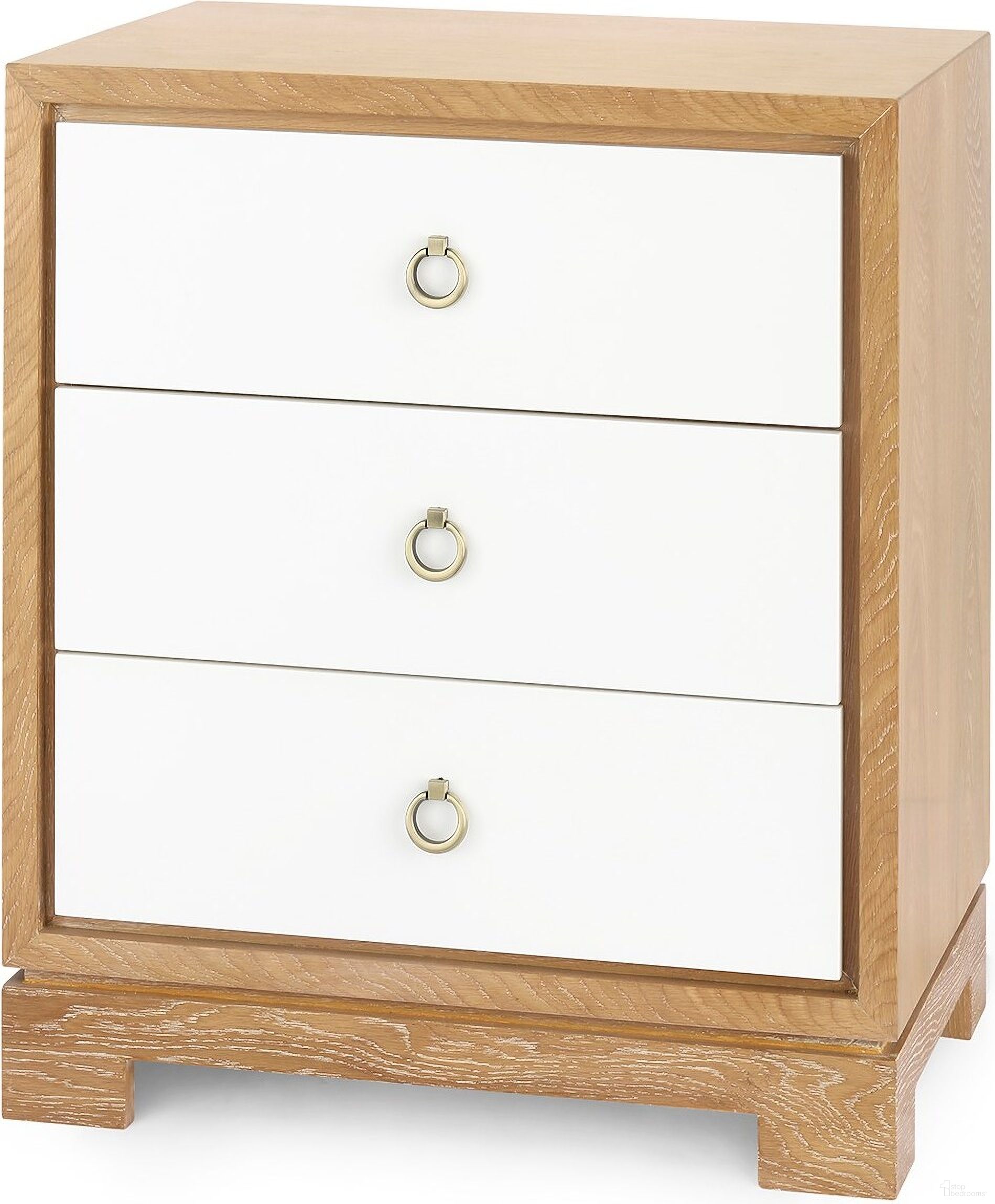 The appearance of Berkeley 3-Drawer Side Table with Antique Brass Pull In Blond designed by Villa & House in the transitional interior design. This blonde piece of furniture was selected by 1StopBedrooms from Berkeley Collection to add a touch of cosiness and style into your home. Sku: BER-130-99. Material: Wood.