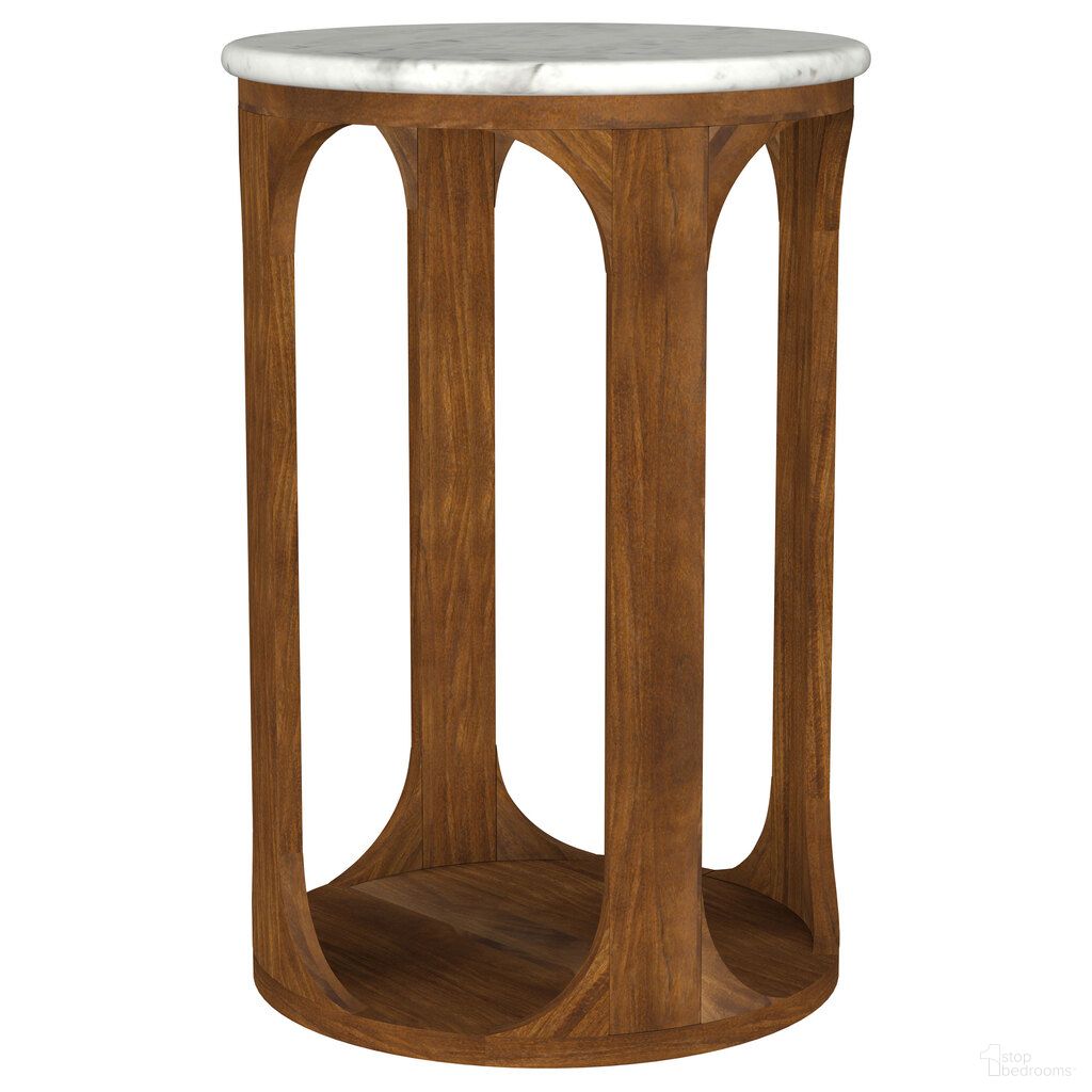 The appearance of Berkeley Round Marble Top Side Table In White and Brown designed by Coaster in the transitional interior design. This white/brown piece of furniture  was selected by 1StopBedrooms from Berkeley Collection to add a touch of cosiness and style into your home. Sku: 930080. Material: MDF.