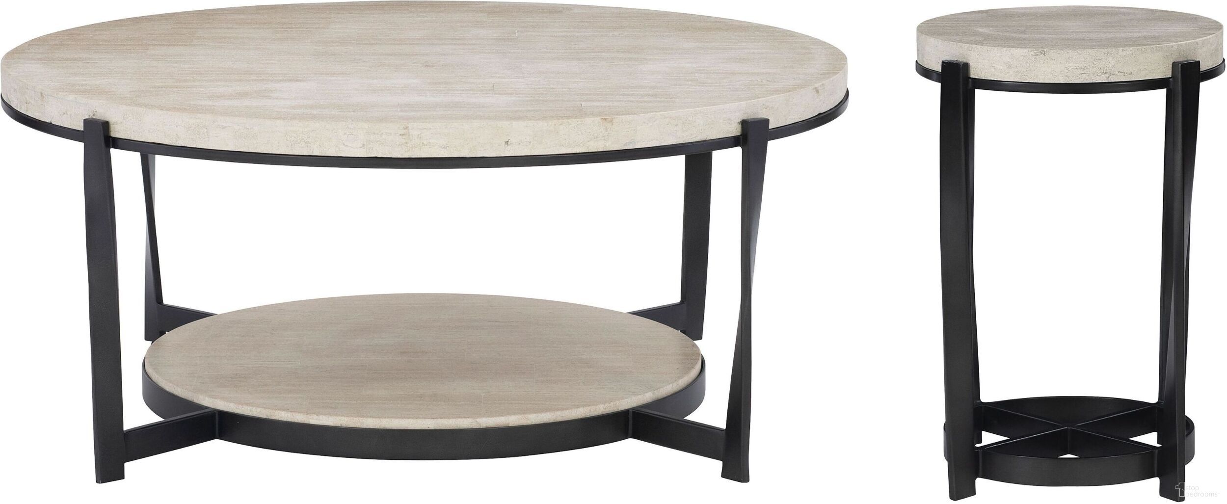 The appearance of Berkshire 43" Occasional Table Set designed by Bernhardt in the transitional interior design. This stone/aged pewter piece of furniture  was selected by 1StopBedrooms from Berkshire Collection to add a touch of cosiness and style into your home. Sku: 405015;405125. Material: Steel.