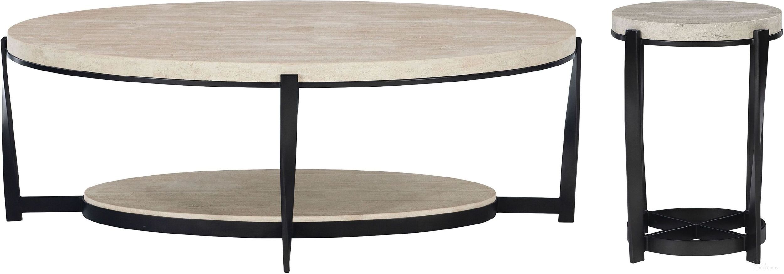 The appearance of Berkshire 53" Occasional Table Set designed by Bernhardt in the transitional interior design. This stone/aged pewter piece of furniture  was selected by 1StopBedrooms from Berkshire Collection to add a touch of cosiness and style into your home. Sku: 405013;405125. Material: Steel.