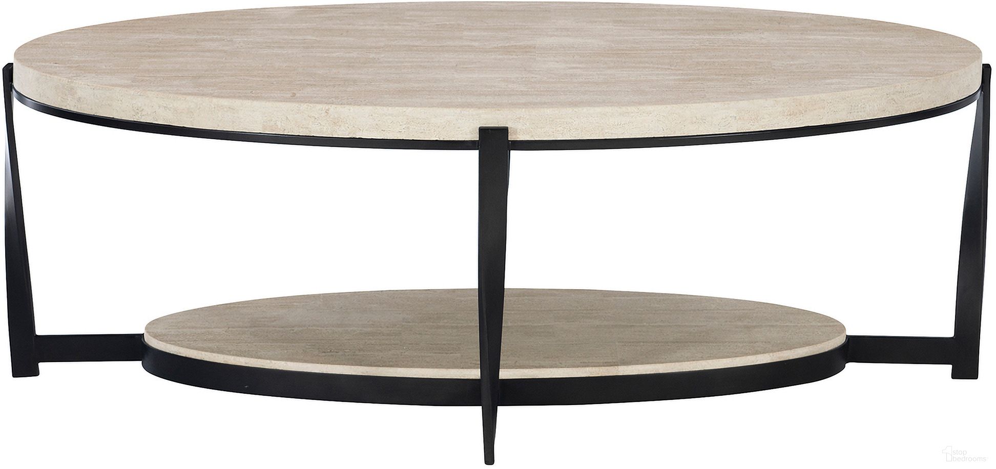 The appearance of Berkshire Cocktail Table - 53" designed by Bernhardt in the transitional interior design. This stone/aged pewter piece of furniture  was selected by 1StopBedrooms from Berkshire Collection to add a touch of cosiness and style into your home. Sku: 405013. Material: Steel.