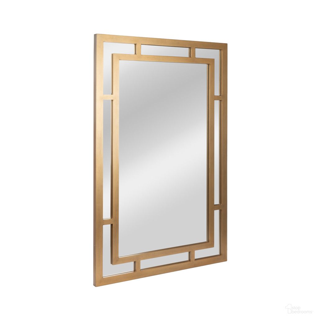Berlin Geometric Art Deco Wood Framed Wall Mirror In Gold