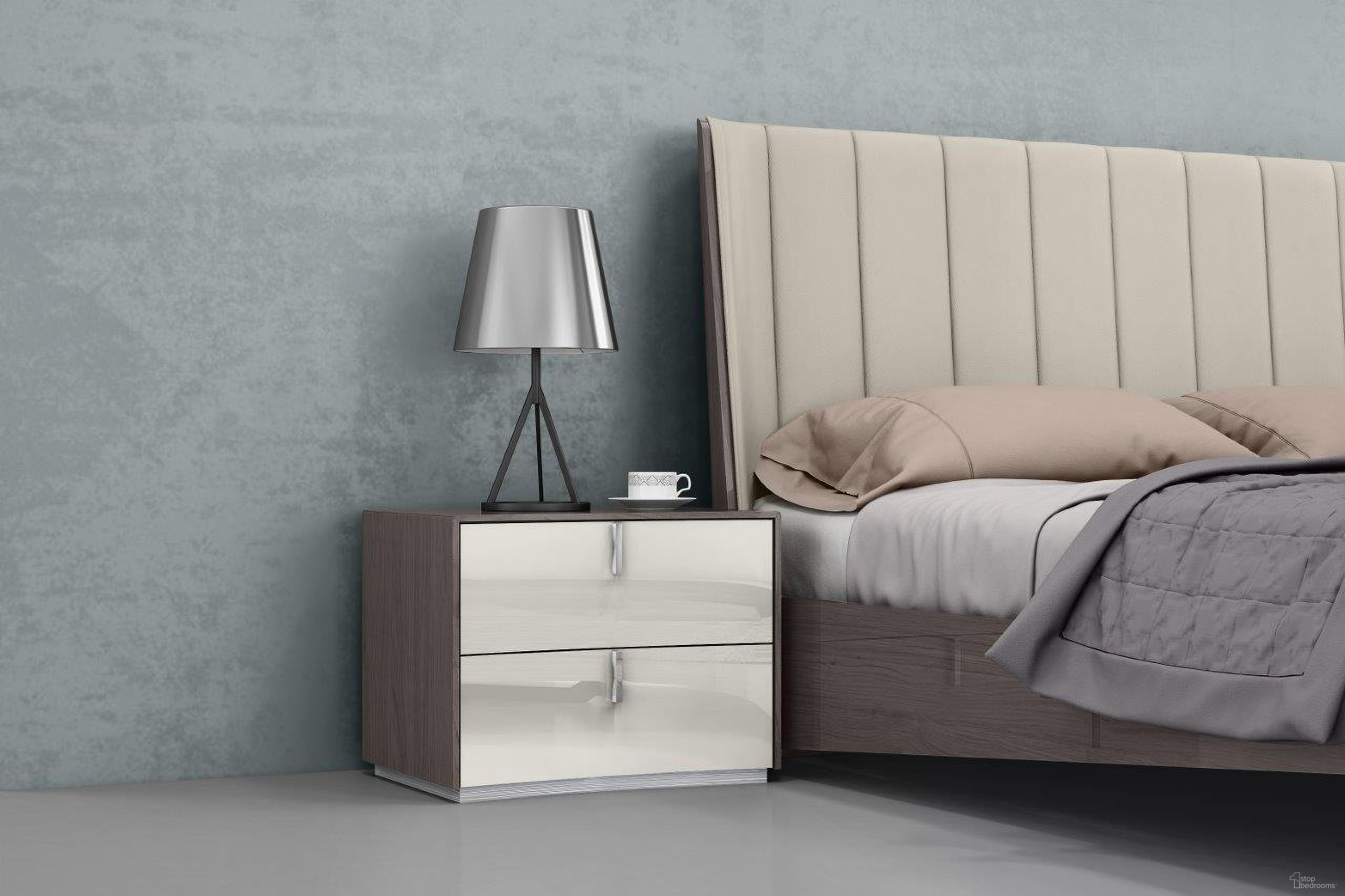 The appearance of Berlin Night Stand In High Gloss Chestnut Grey designed by Whiteline Modern Living in the modern / contemporary interior design. This grey piece of furniture was selected by 1StopBedrooms from Berlin Collection to add a touch of cosiness and style into your home. Sku: NS1754-GRY/LGRY.