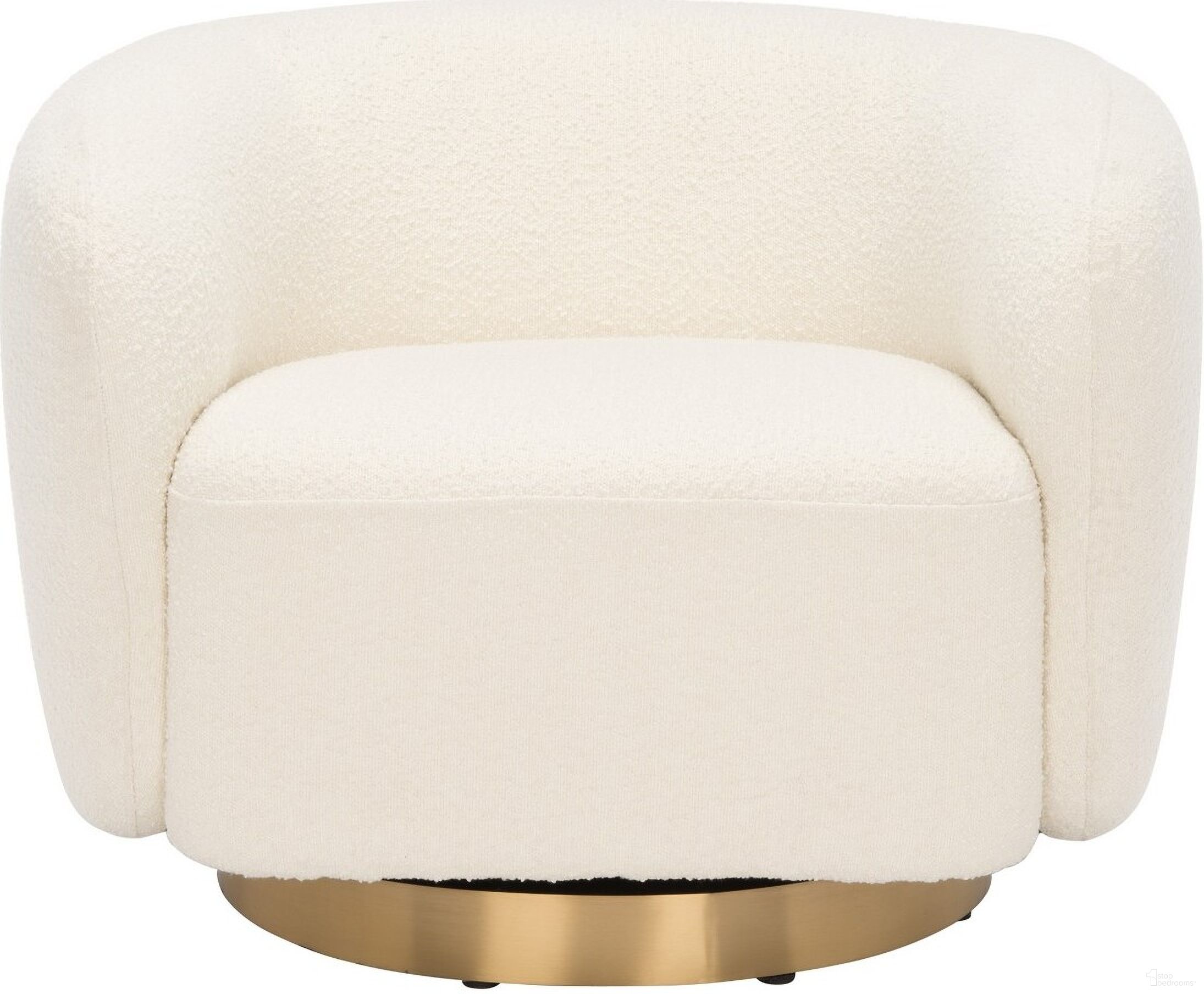The appearance of Bernard Swivel Accent Chair In Ivory And Gold designed by Safavieh Couture in the modern / contemporary interior design. This ivory and gold piece of furniture  was selected by 1StopBedrooms from Bernard Collection to add a touch of cosiness and style into your home. Sku: SFV5018A. Material: Wood.