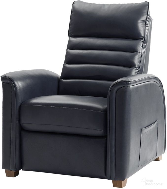 The appearance of Bernhard Motion Recliner In Navy designed by Karat Home in the modern / contemporary interior design. This navy piece of furniture was selected by 1StopBedrooms from Bernhard Collection to add a touch of cosiness and style into your home. Sku: RCLB1074-NAV. Material: Genuine Leather.
