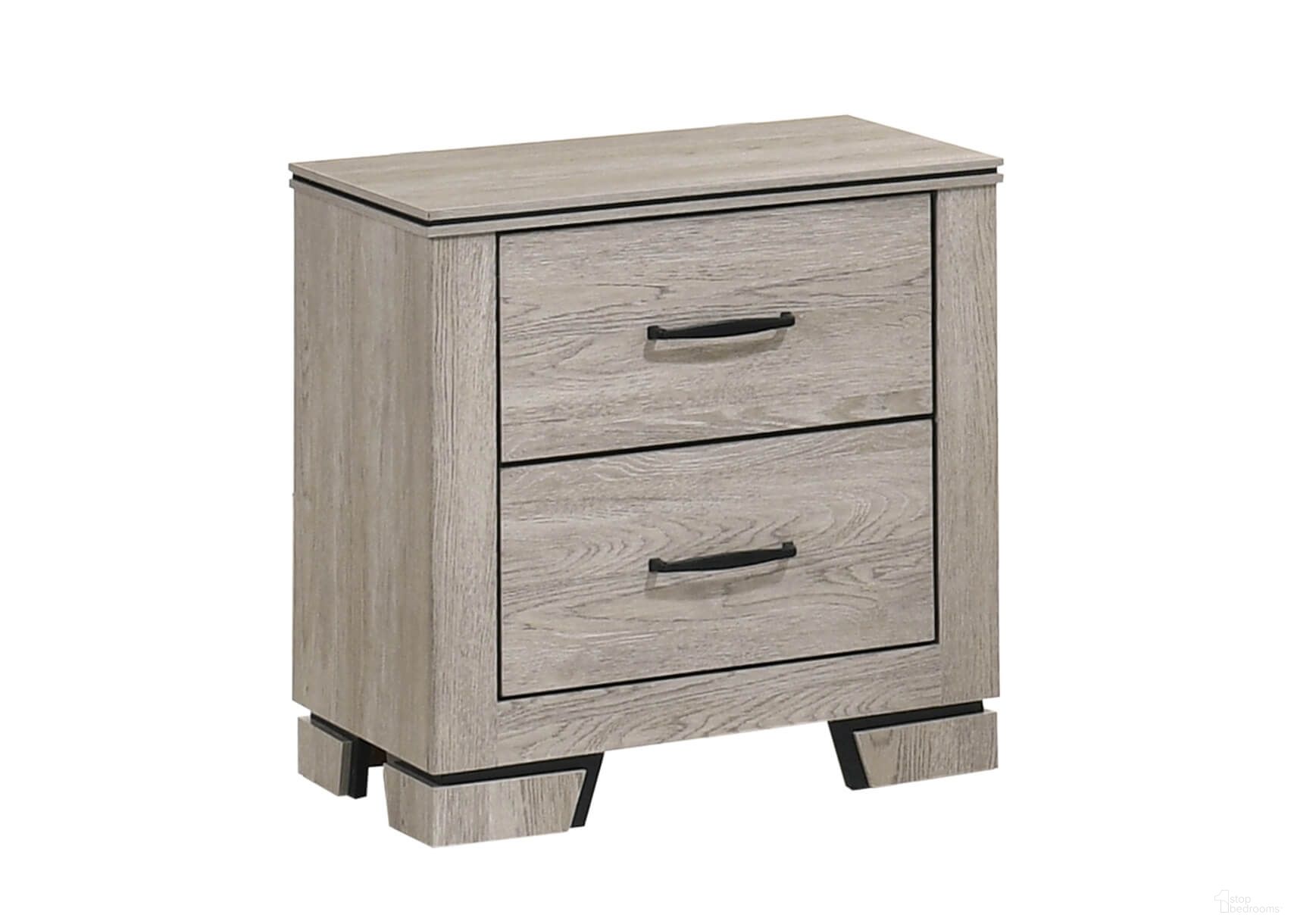 The appearance of Bertha 2 Drawer Nightstand with USB in Rustic Greige Oak designed by Best Quality Furniture in the country / farmhouse interior design. This rustic greige oak piece of furniture was selected by 1StopBedrooms from Bertha Collection to add a touch of cosiness and style into your home. Sku: B830-N. Material: MDF.