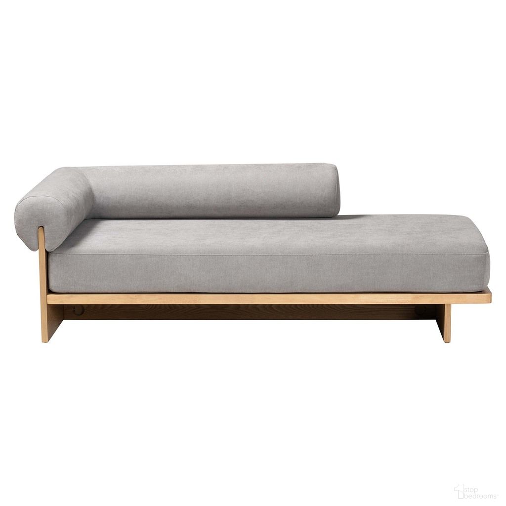 The appearance of Bertille Left-Arm Chaise Lounge with Solid Wood Base with Grey Fabric Cushion In Brown and Grey designed by Baxton Studio in the modern / contemporary interior design. This brown and grey piece of furniture was selected by 1StopBedrooms from Bertille Collection to add a touch of cosiness and style into your home. Sku: BBT8086-RB08-30 Grey/Oak-Chaise. Material: Wood.