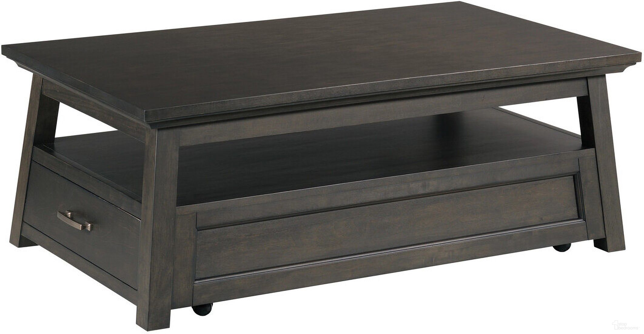 The appearance of Bessemer Lift Top Coffee Table In Black Stone designed by Hammary in the modern / contemporary interior design. This black stone piece of furniture was selected by 1StopBedrooms from Bessemer Collection to add a touch of cosiness and style into your home. Sku: 203-910. Material: Wood.