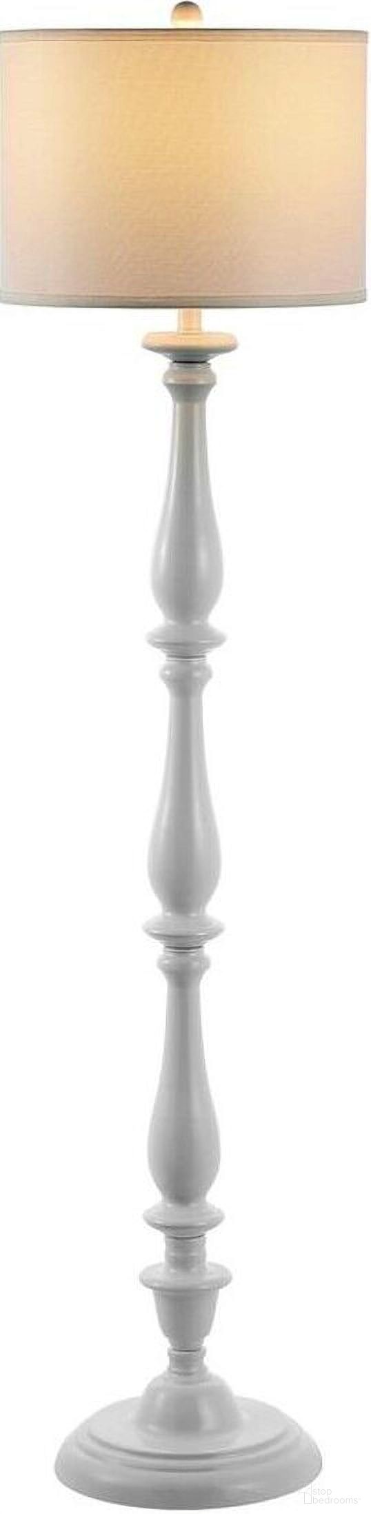 The appearance of Bessie White 62 Inch Candlestick Floor Lamp designed by Safavieh in the modern / contemporary interior design. This white piece of furniture  was selected by 1StopBedrooms from Safavieh LIT Collection to add a touch of cosiness and style into your home. Sku: LIT4327A. Material: Plastic.