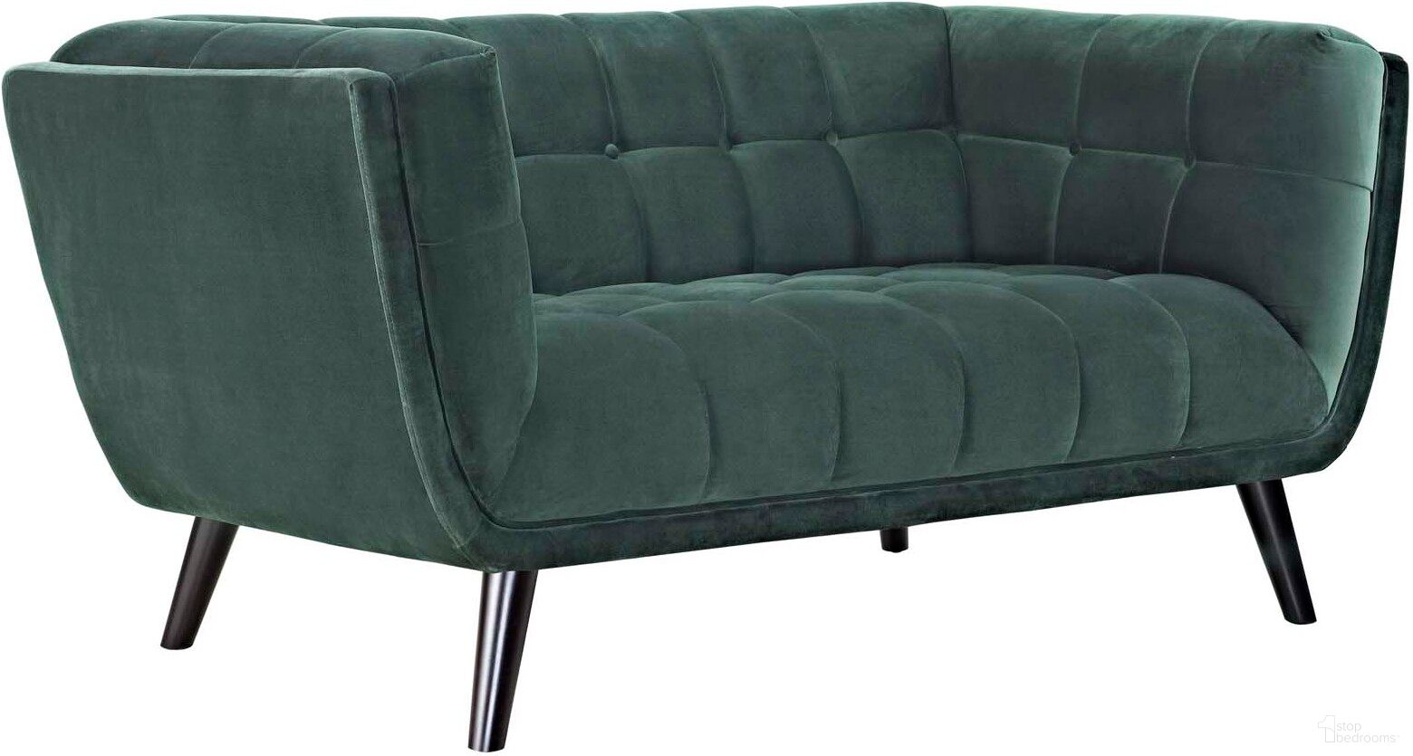 The appearance of Bestow Green Performance Velvet Loveseat designed by Modway in the modern / contemporary interior design. This green piece of furniture  was selected by 1StopBedrooms from Bestow Collection to add a touch of cosiness and style into your home. Sku: EEI-2535-GRN. Material: Wood.