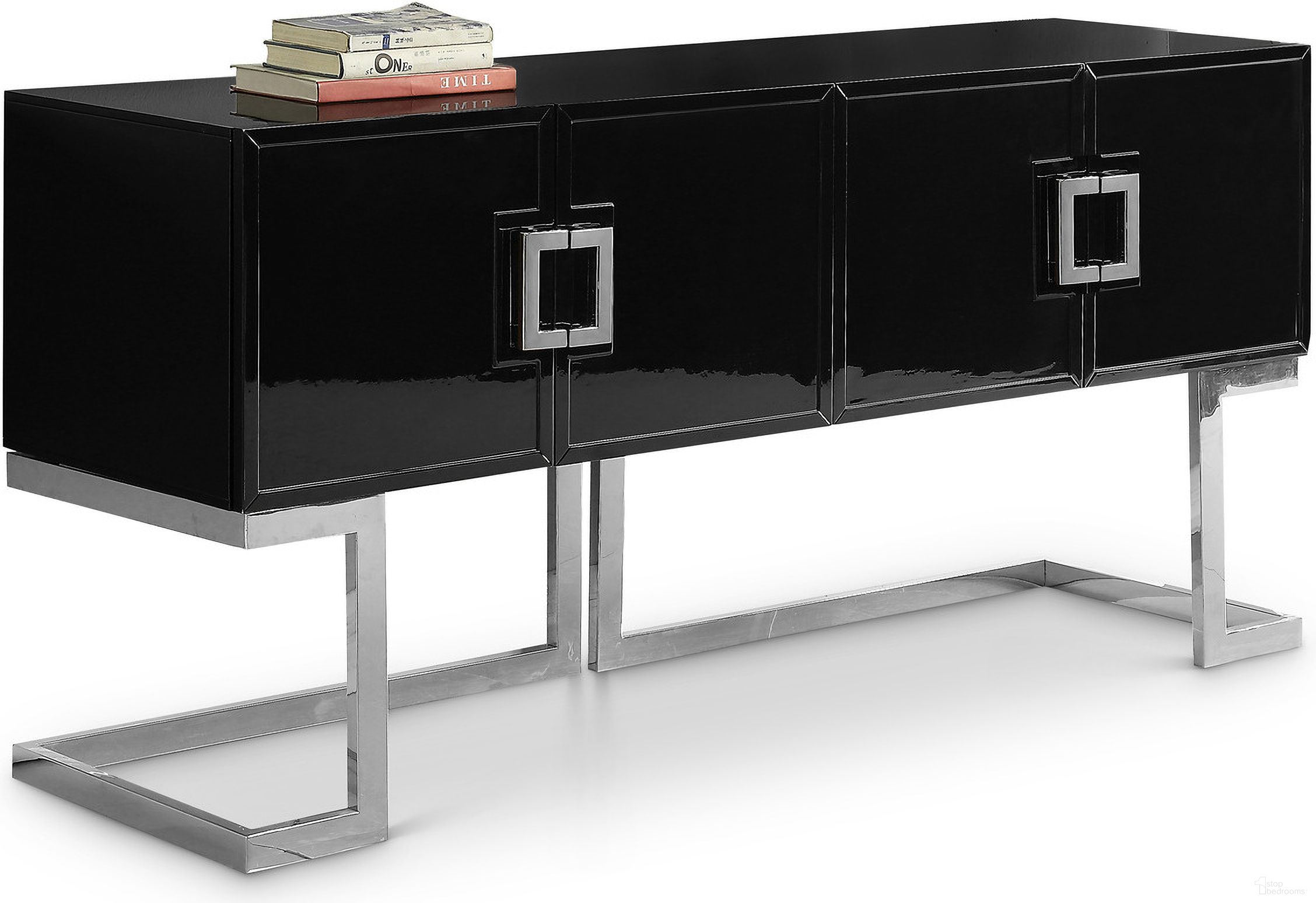 Beth Sideboard/Buffet In Black and Chrome