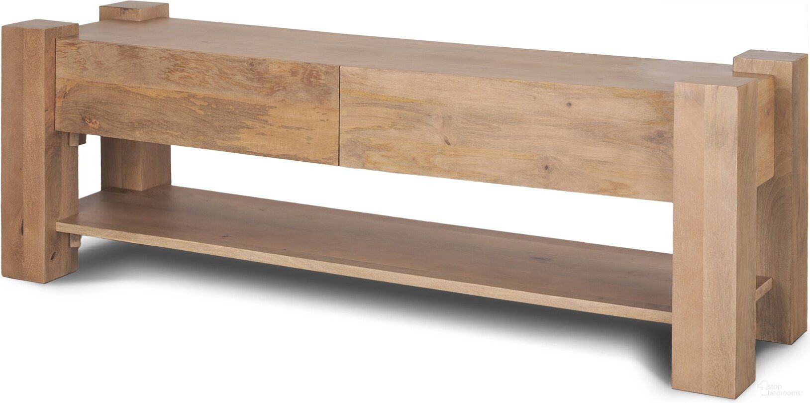 The appearance of Beth Wood Media Console In Light Brown designed by Mercana in the modern / contemporary interior design. This light brown piece of furniture was selected by 1StopBedrooms from Beth Collection to add a touch of cosiness and style into your home. Sku: 70634. Material: Solid Wood.