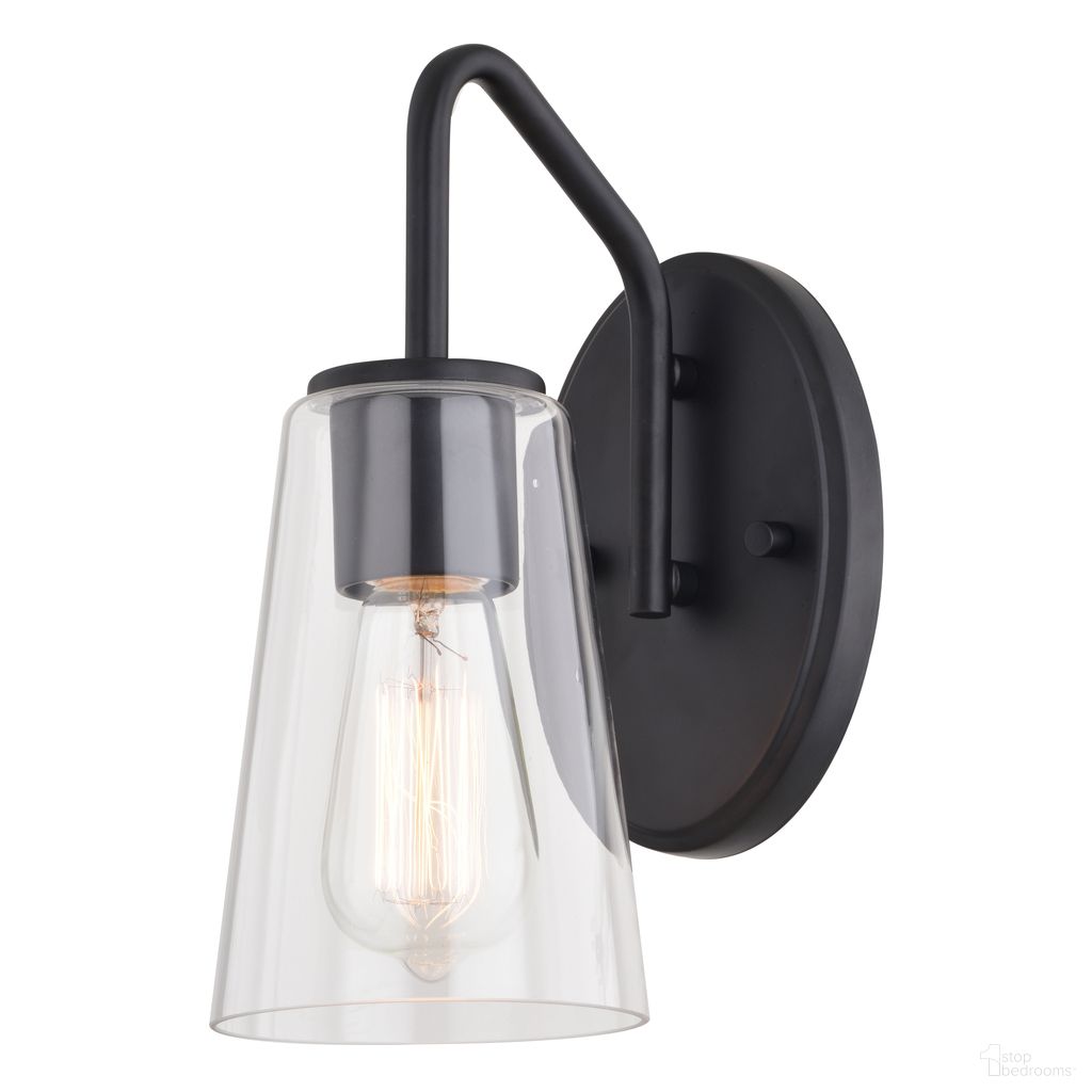 The appearance of Beverly 1 Light Wall Light In Matte Black designed by Vaxcel in the transitional interior design. This matte black piece of furniture was selected by 1StopBedrooms from Beverly Collection to add a touch of cosiness and style into your home. Sku: W0441. Material: Steel.