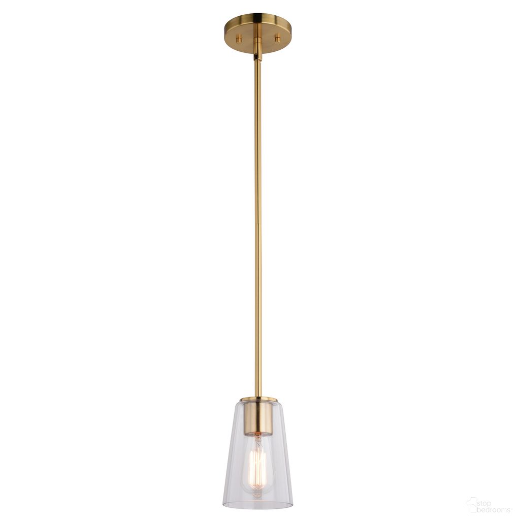 The appearance of Beverly 4.5 Inch 1 Light Mini Pendant In Muted Brass designed by Vaxcel in the transitional interior design. This muted brass piece of furniture  was selected by 1StopBedrooms from Beverly Collection to add a touch of cosiness and style into your home. Sku: P0397. Material: Steel.