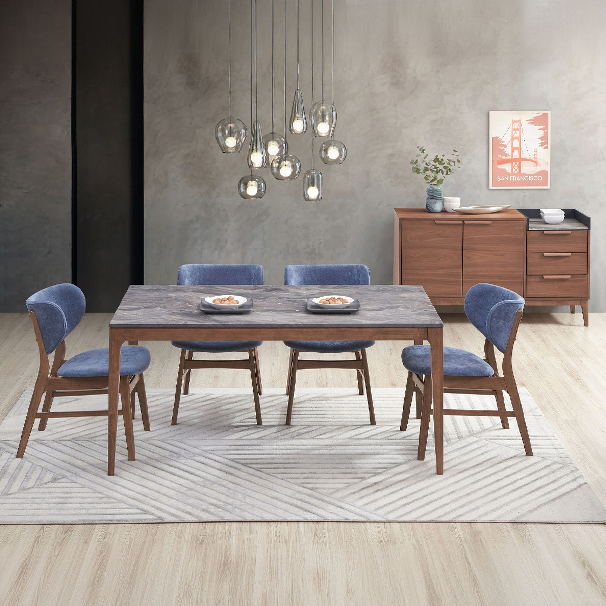 The appearance of Bevis Dining Room Set In Walnut designed by ACME in the modern / contemporary interior design. This walnut piece of furniture  was selected by 1StopBedrooms from Bevis Collection to add a touch of cosiness and style into your home. Sku: DN02312;DN02313;DN02313. Table Base Style: Legs. Material: Wood. Table Top Shape: Rectangular. Size: 63".