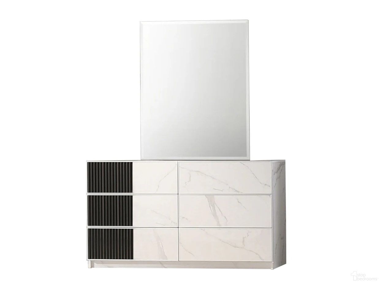 Bianca Dresser and Mirror In White and Grey