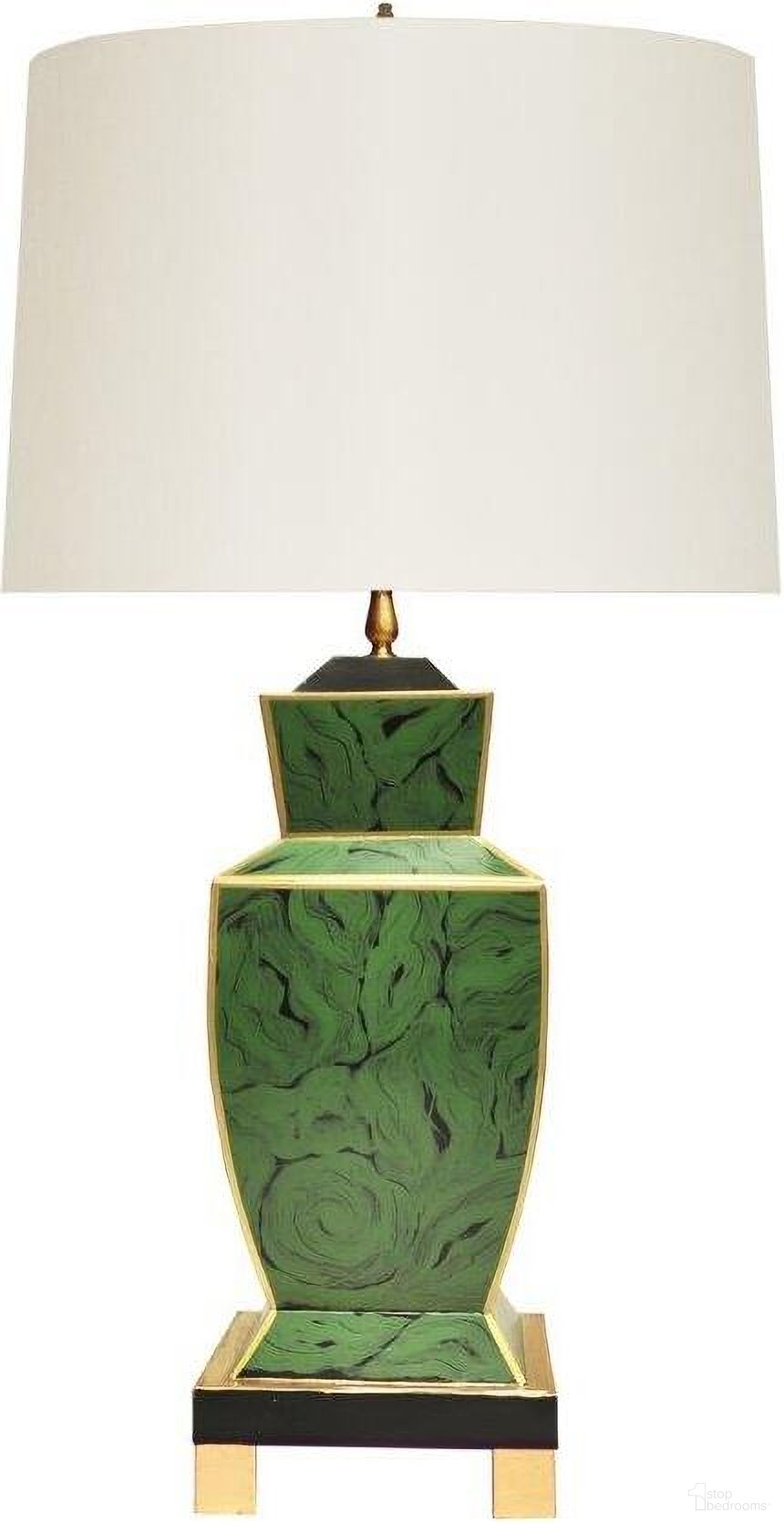 Bianca Malachite Hand Painted Urn Shape Tole Table Lamp