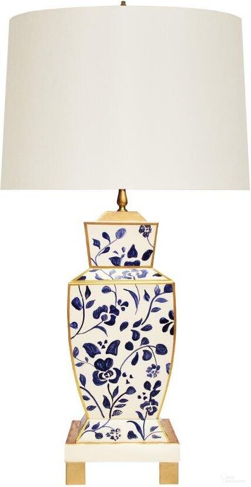 Bianca Navy Vine Hand Painted Urn Shape Tole Table Lamp
