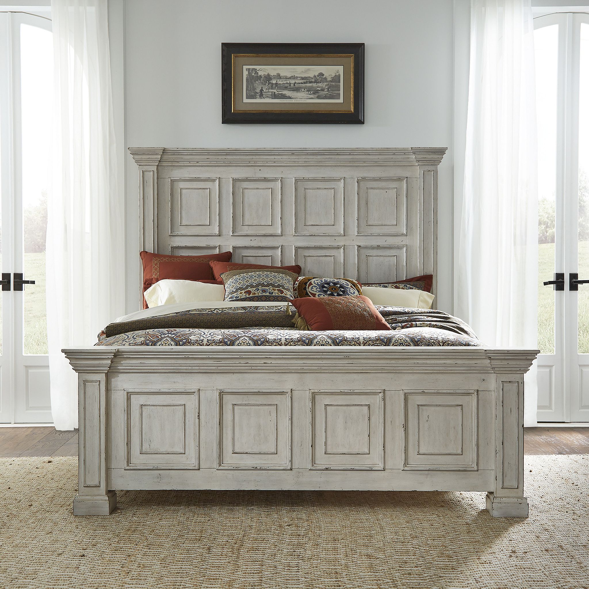 Big Valley California King Panel Bed In White
