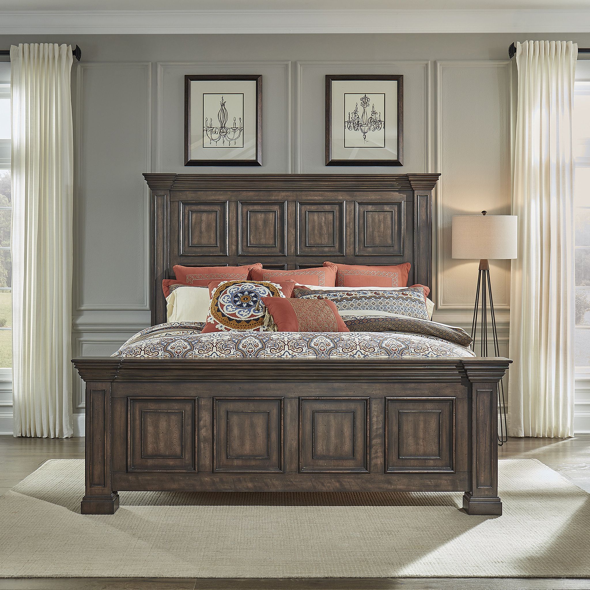 The appearance of Big Valley Queen Panel Bed designed by Liberty in the traditional interior design. This brown piece of furniture was selected by 1StopBedrooms from Big Valley Collection to add a touch of cosiness and style into your home. Sku: 361-BR90;361-BR14;361-BR13. Bed Type: Panel Bed. Bed Size: Queen. Material: Rubberwood.