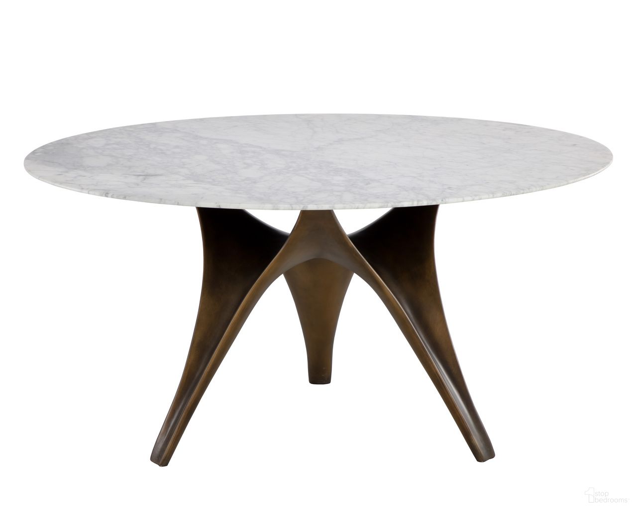 Bijon 59 Inch Bijon Dining Table In Matte White and Antique Bronze
