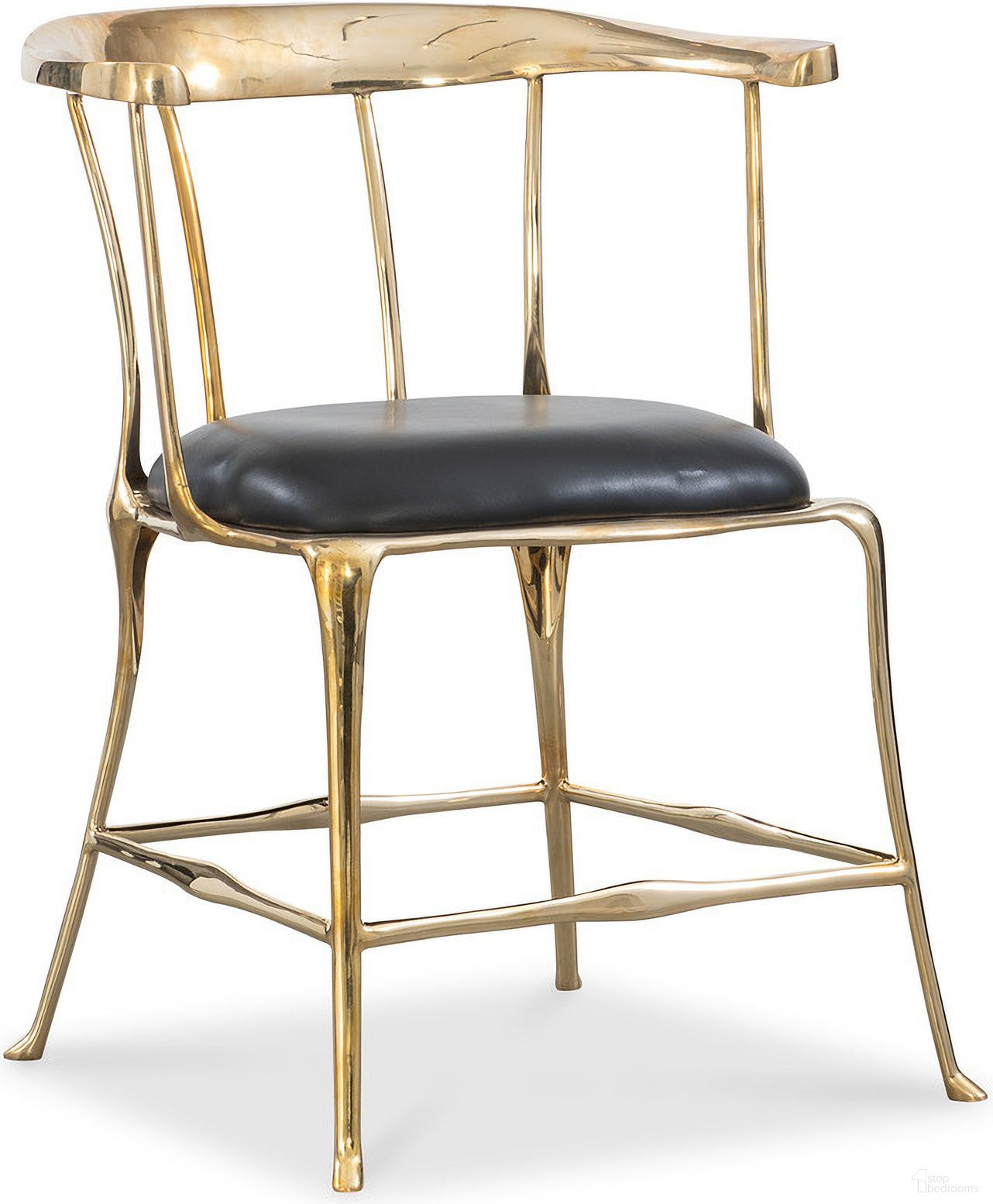 The appearance of Bijou Accent Chair In Polished Brass and Black designed by Maitland-Smith in the modern / contemporary interior design. This polished brass and black piece of furniture  was selected by 1StopBedrooms from Maitland Smith Collection to add a touch of cosiness and style into your home. Sku: 8380-43. Material: Brass.