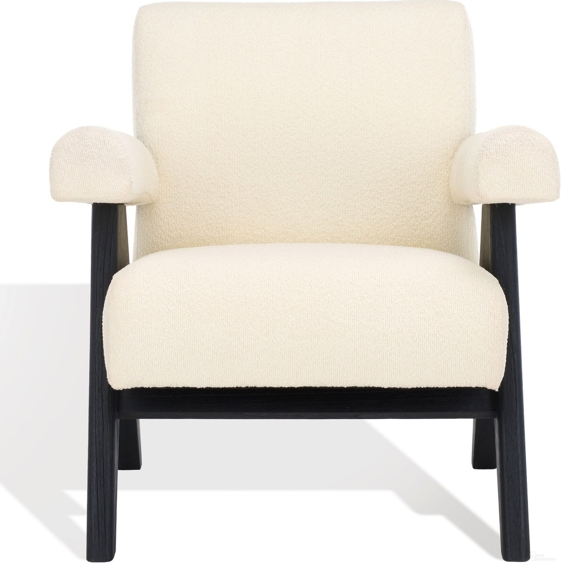 The appearance of Billie Upholstered Accent Chair In Black and Beige designed by Safavieh Couture in the modern / contemporary interior design. This black and beige piece of furniture was selected by 1StopBedrooms from Billie Collection to add a touch of cosiness and style into your home. Sku: SFV9100B. Material: Boucle.