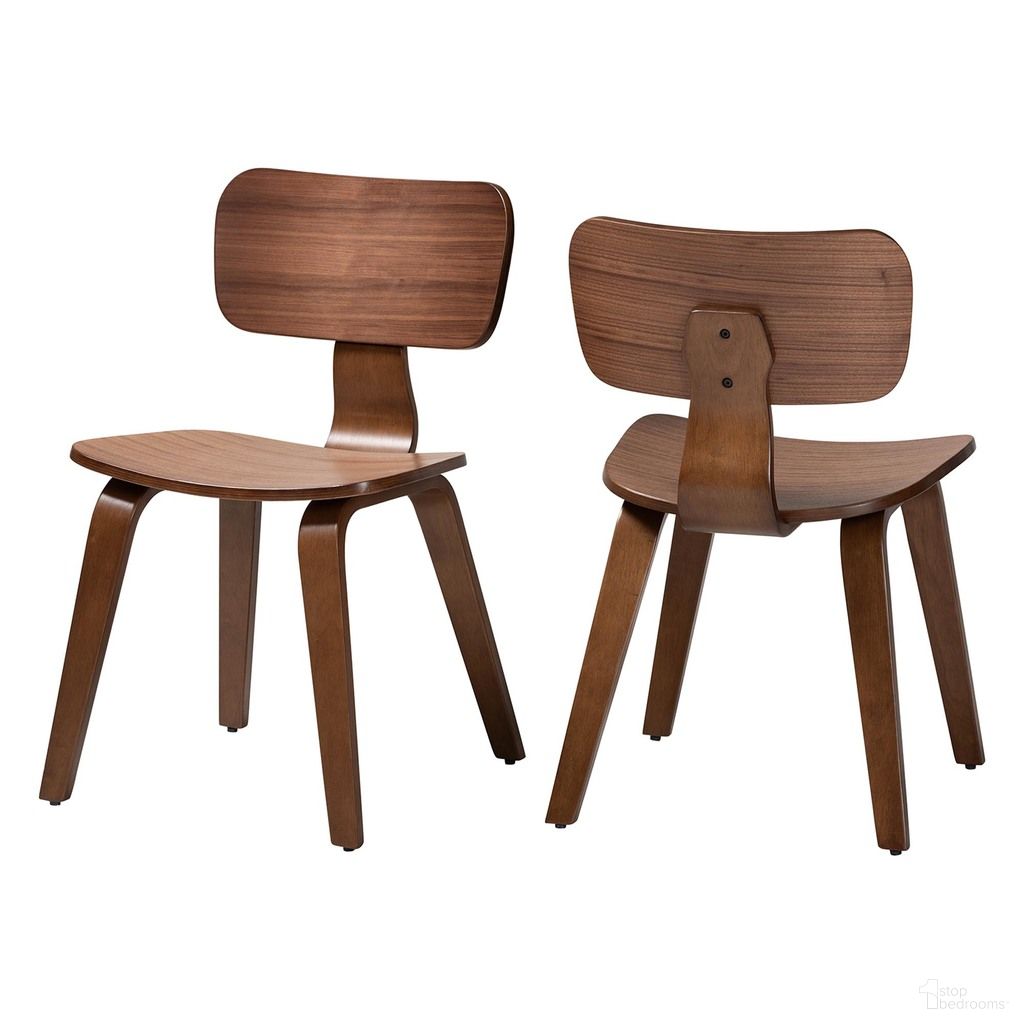 Billie Wood 2-Piece Dining Chair Set of 2 In Walnut Brown