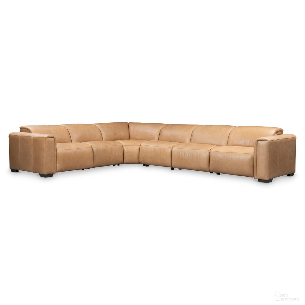 Billings Leather Power Motion Sectional In Tan