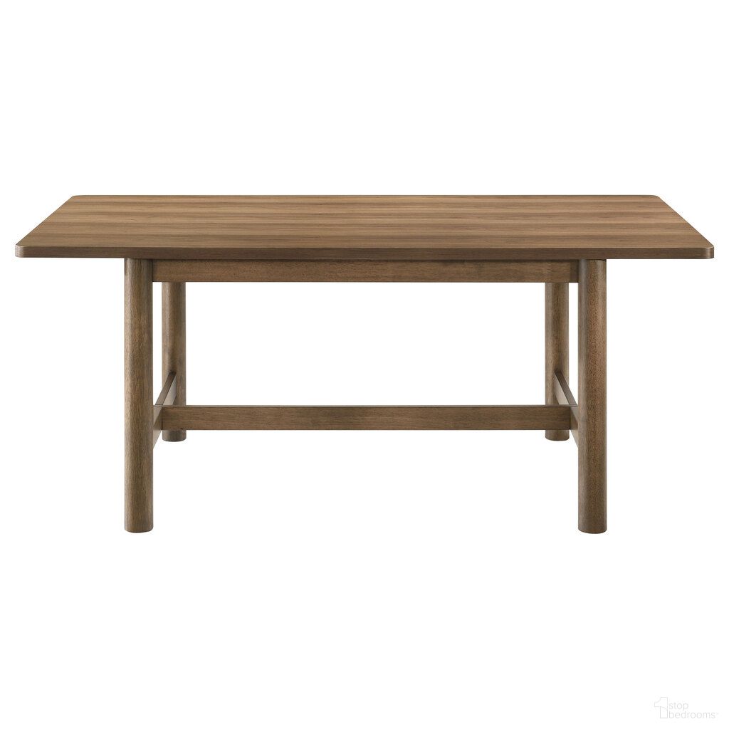 The appearance of Crestmore 71 Inch Rectangular Wood Dining Table In Walnut designed by Coaster in the transitional interior design. This walnut piece of furniture was selected by 1StopBedrooms from Crestmore Collection to add a touch of cosiness and style into your home. Sku: 108571. Table Base Style: Trestle. Material: MDF. Table Top Shape: Rectangular. Size: 39" x 71".