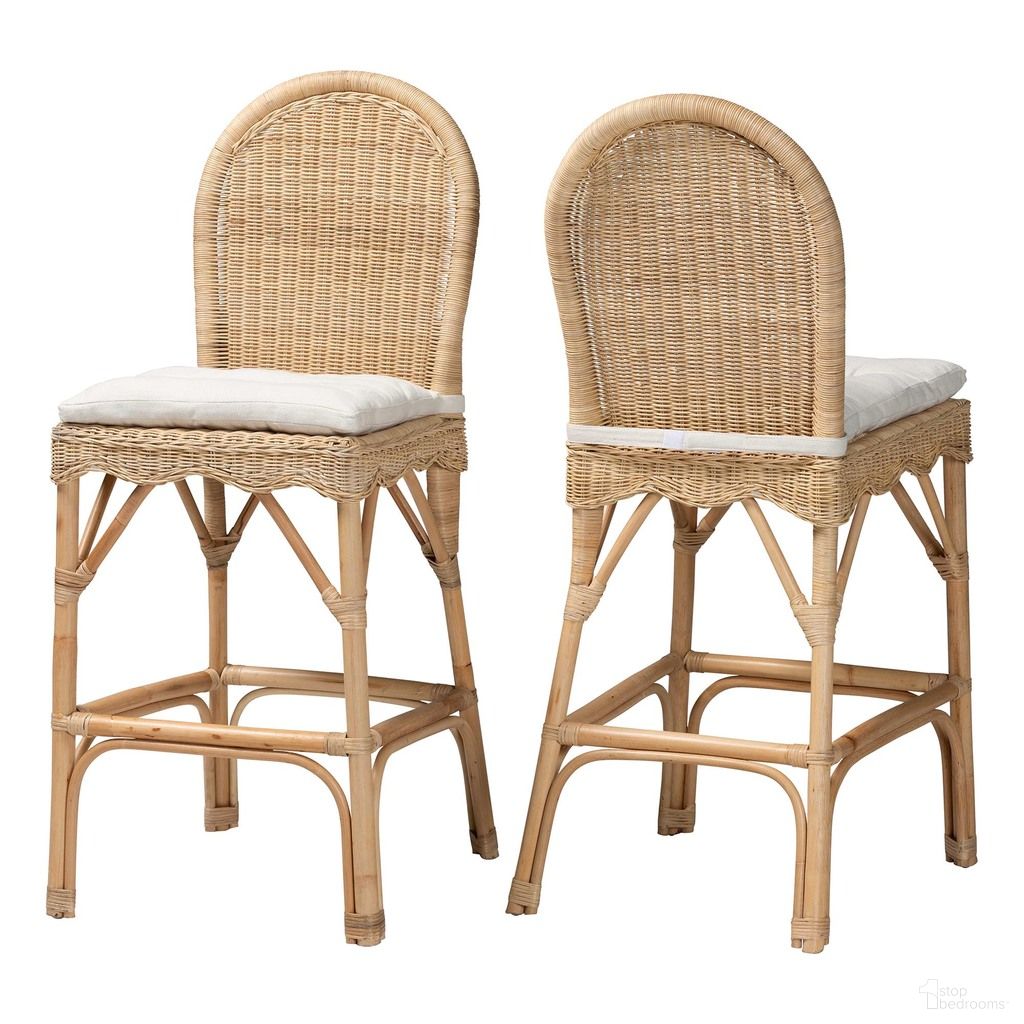 The appearance of Bilu Rattan Bar Stool In Natural - Set of 2 designed by Baxton Studio in the bohemian interior design. This natural piece of furniture  was selected by 1StopBedrooms from Bilu Collection to add a touch of cosiness and style into your home. Sku: DC829-BS-Bilu-Light Honey Rattan-Bar Stool. Material: Polyester.