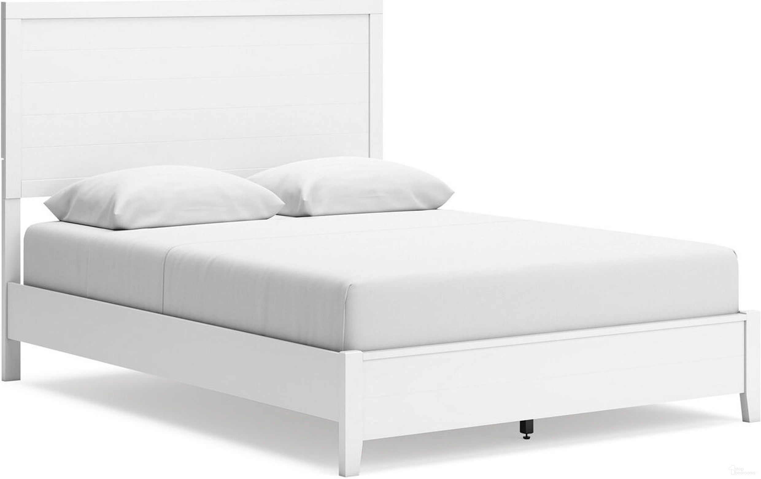 The appearance of Binterglen Queen Panel Bed In White designed by Signature Design by Ashley in the transitional interior design. This white piece of furniture was selected by 1StopBedrooms from Binterglen Collection to add a touch of cosiness and style into your home. Sku: B427-81;B427-97. Bed Type: Panel Bed. Material: Wood. Bed Size: Queen.