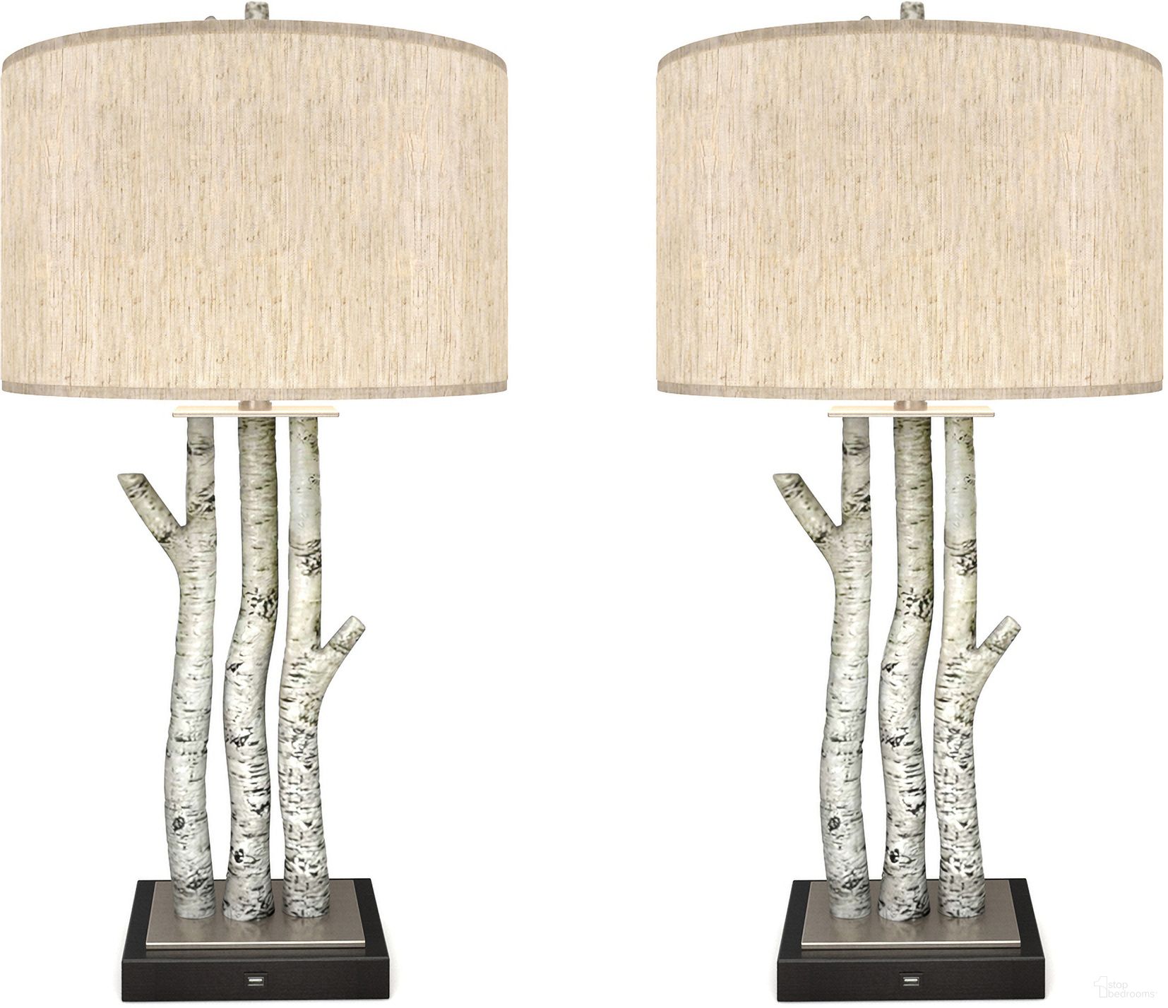 Birchwood Coastal Trio 29.5 Inch Table Lamps Set of 2 In White