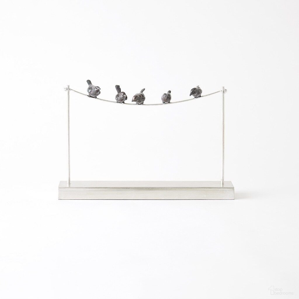 Birds on a Wire Sculpture In Silver