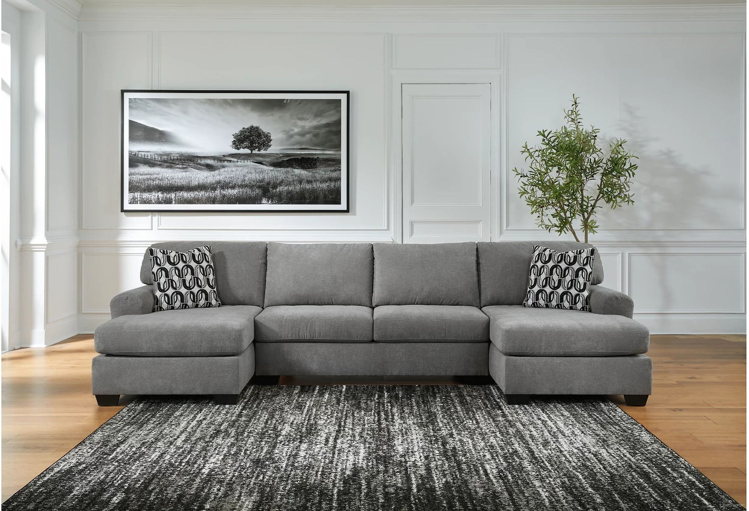 The appearance of Birkdale Court 3-Piece Sectional In Gray designed by Signature Design by Ashley in the modern / contemporary interior design. This gray piece of furniture was selected by 1StopBedrooms from Birkdale Court Collection to add a touch of cosiness and style into your home. Sku: 3240216;3240234;3240217. Material: Fabric. Layout: U-Shape.
