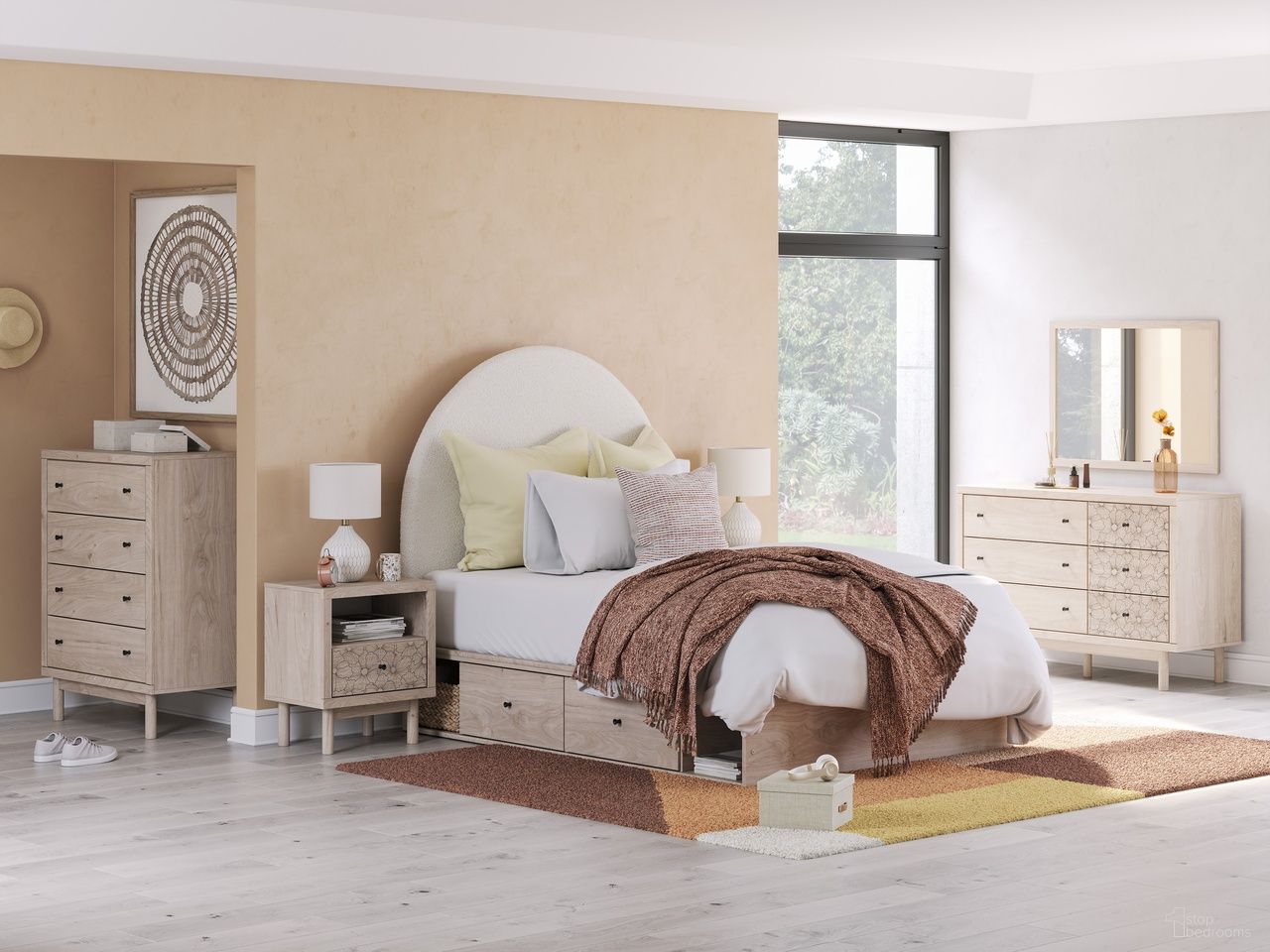 Birkmore Youth Panel Storage Bedroom Set In Tan and White