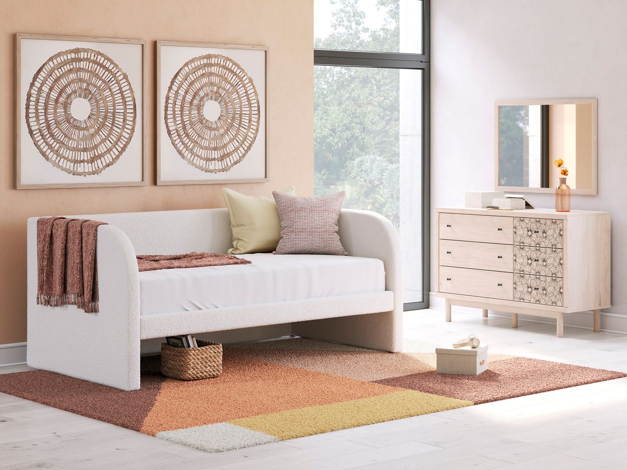 The appearance of Birkmore Youth Upholstered Day Bedroom Set In Tan and White designed by Signature Design by Ashley in the transitional interior design. This tan/white piece of furniture was selected by 1StopBedrooms from Birkmore Collection to add a touch of cosiness and style into your home. Sku: NCB1566-180;NCB1566-181;NCB1566-91. Material: Wood. Bed Size: Twin.