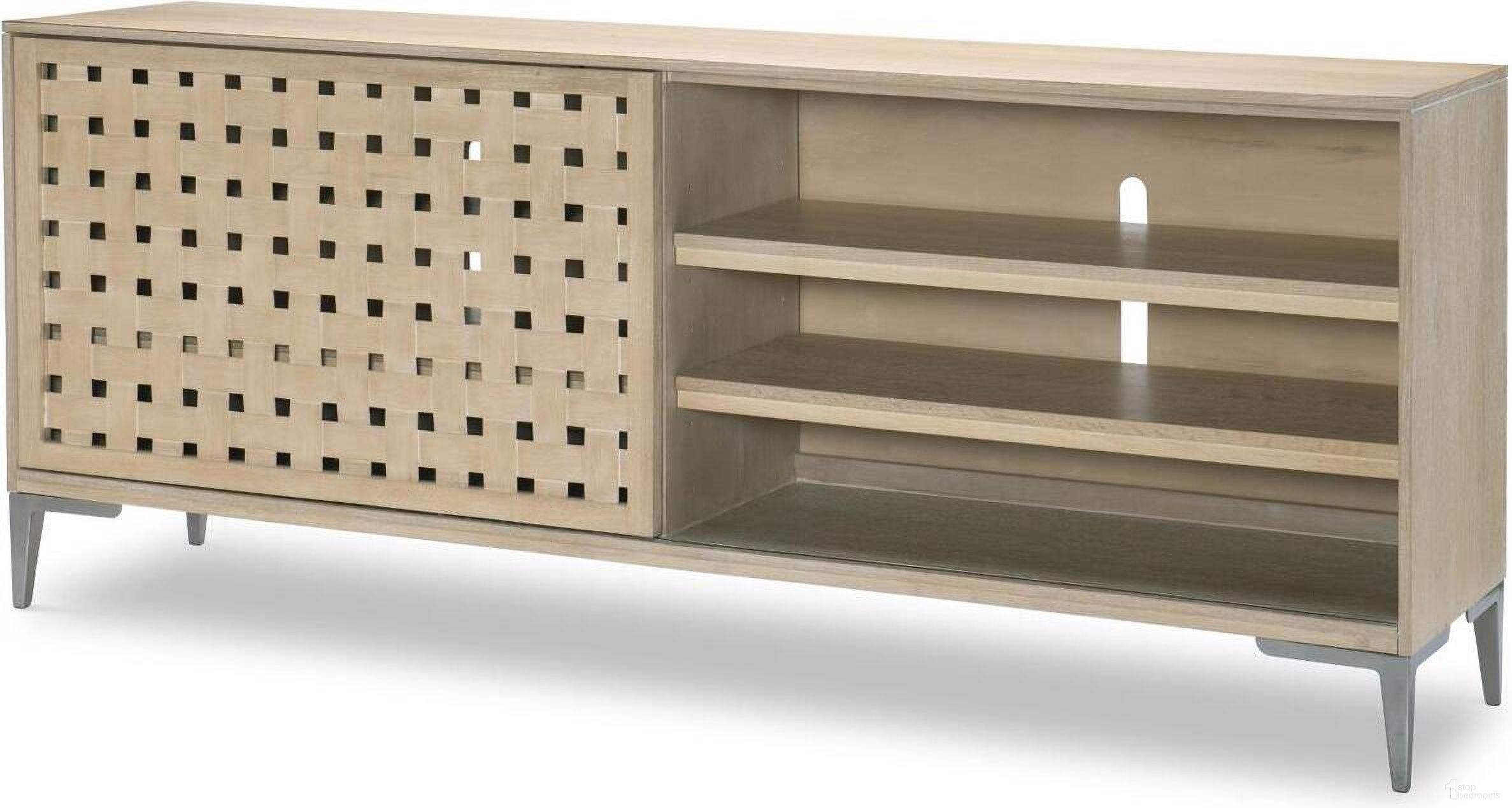 The appearance of Biscayne Entertainment Console In Malabar with Alabaster Fronts designed by Legacy Classic in the modern / contemporary interior design. This malabar with alabaster fronts piece of furniture was selected by 1StopBedrooms from Biscayne Collection to add a touch of cosiness and style into your home. Sku: 1500-023. Material: Ash.