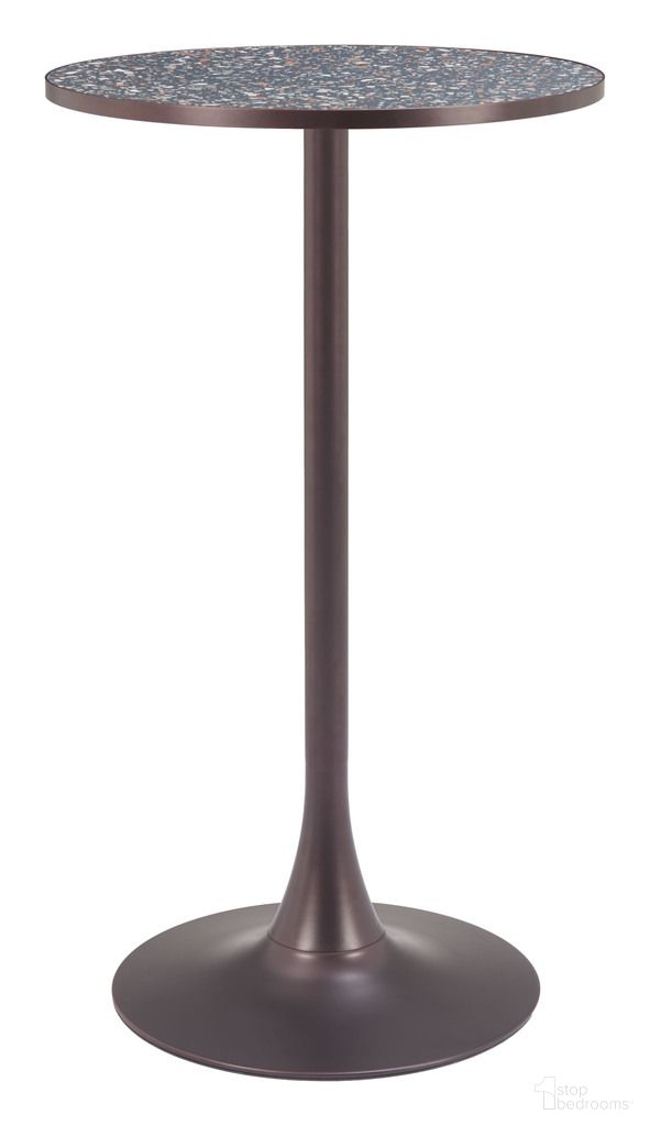 The appearance of Bite Bar Table In Black and Bronze designed by Zuo Modern in the modern / contemporary interior design. This black/bronze piece of furniture was selected by 1StopBedrooms from Bite Collection to add a touch of cosiness and style into your home. Sku: 110406. Table Top Shape: Round. Material: MDF.
