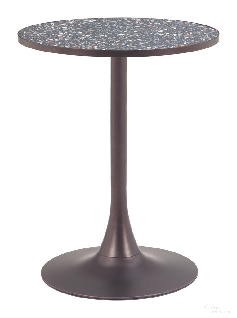The appearance of Bite Bistro Table In Black and Bronze designed by Zuo Modern in the modern / contemporary interior design. This black/bronze piece of furniture was selected by 1StopBedrooms from Bite Collection to add a touch of cosiness and style into your home. Sku: 110405. Table Top Shape: Round. Material: MDF.
