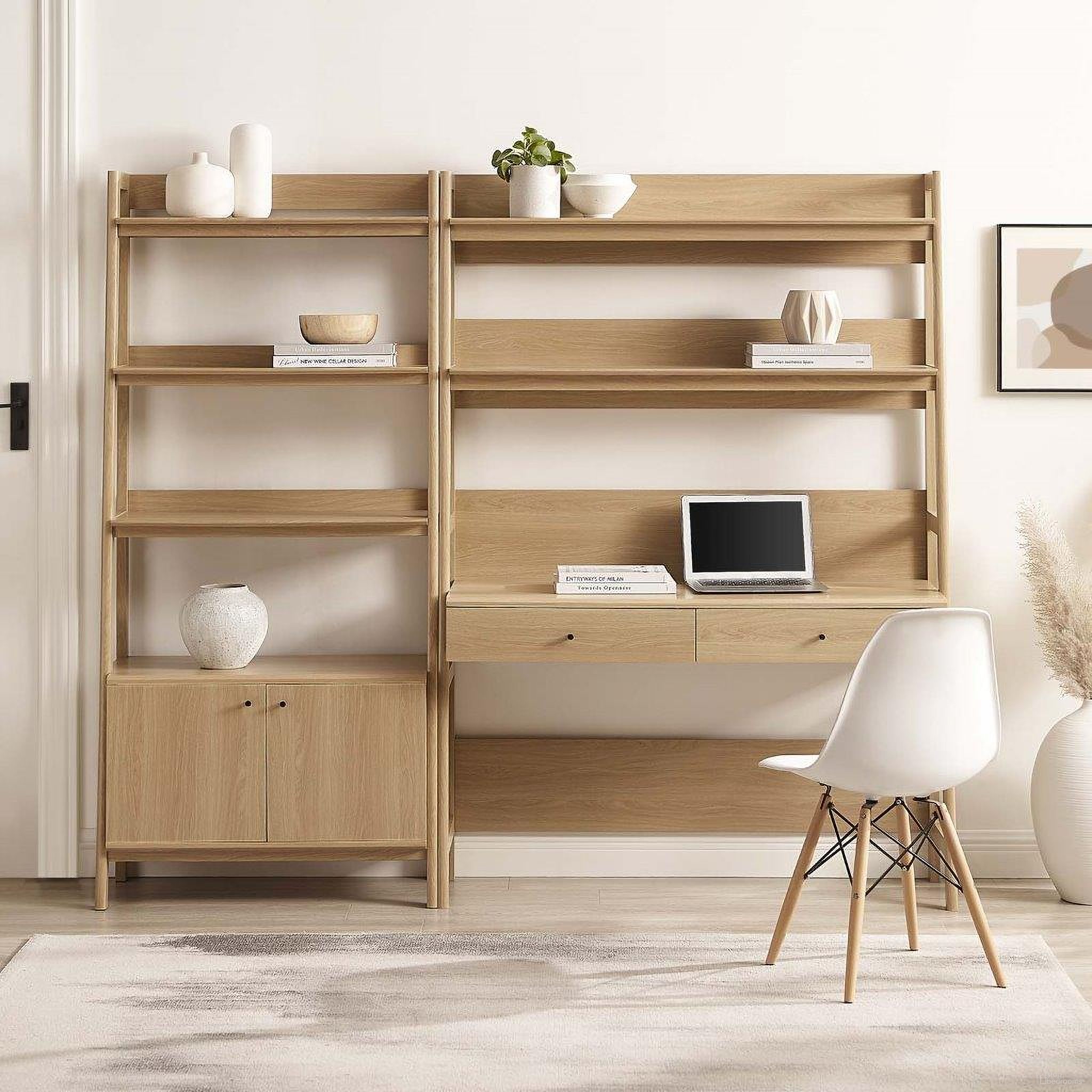 The appearance of Bixby 2 Piece Wood Office Desk And Bookshelf In Oak EEI-6112-OAK designed by Modway in the transitional interior design. This oak piece of furniture was selected by 1StopBedrooms from Bixby Collection to add a touch of cosiness and style into your home. Sku: EEI-4656-OAK;EEI-6073-OAK-1;EEI-6073-OAK-2. Material: Wood.