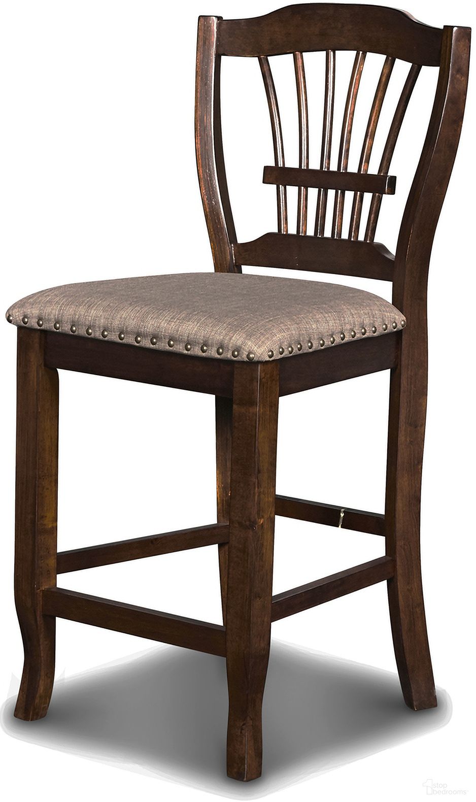 The appearance of Bixby Counter Chair Set of 2 In Espresso designed by New Classic in the traditional interior design. This espresso piece of furniture was selected by 1StopBedrooms from Bixby Collection to add a touch of cosiness and style into your home. Sku: D2541-22. Material: Wood.