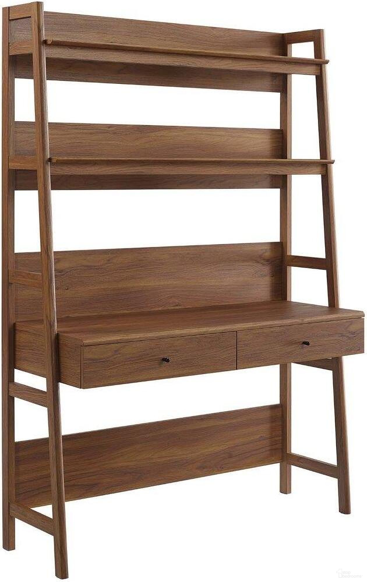 The appearance of Bixby Office Desk In Walnut designed by Modway in the transitional interior design. This walnut piece of furniture was selected by 1StopBedrooms from Bixby Collection to add a touch of cosiness and style into your home. Sku: EEI-6073-WAL-1;EEI-6073-WAL-2. Material: Wood.