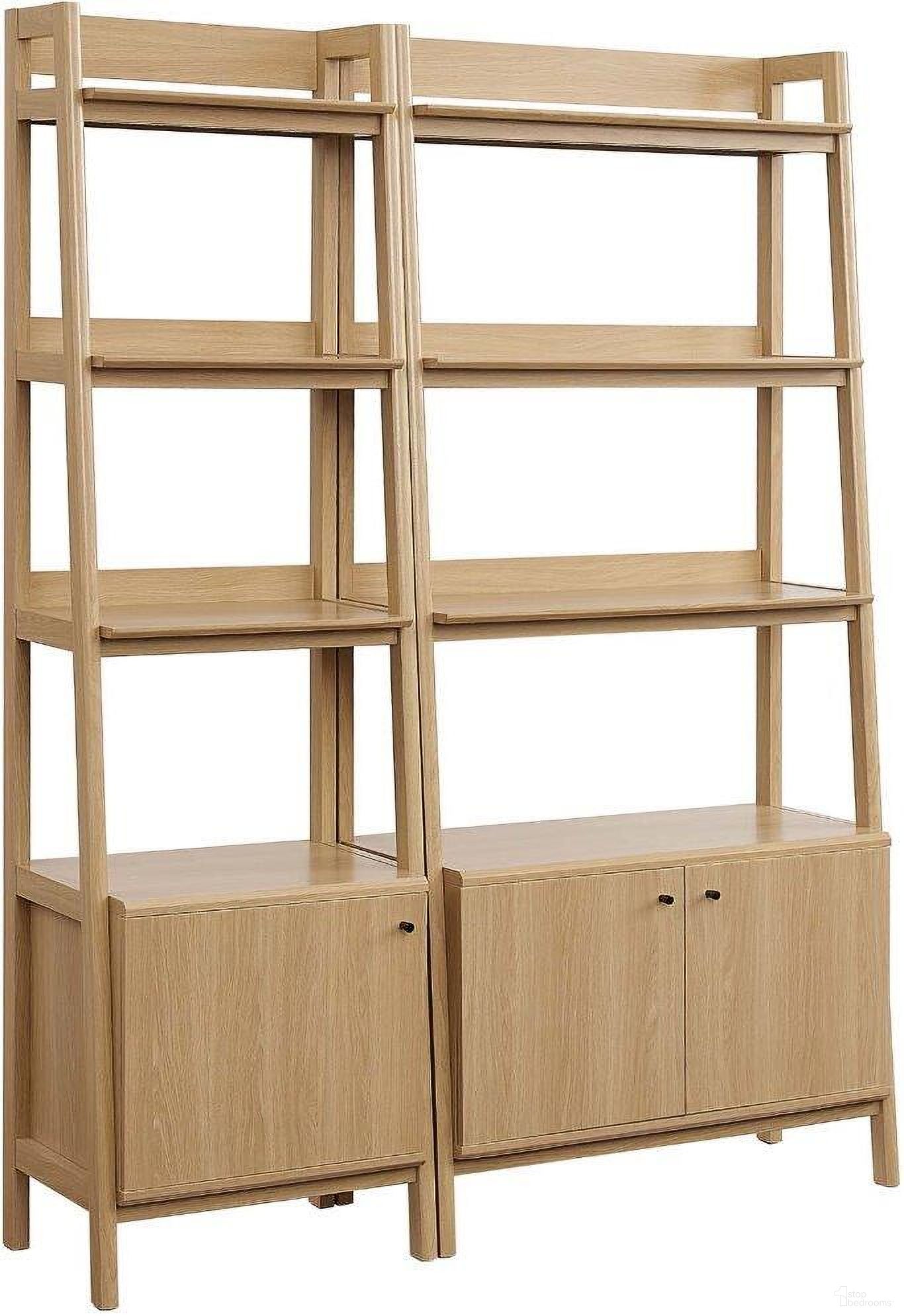 The appearance of Bixby Wood Bookshelves Set of 2 In Oak designed by Modway in the transitional interior design. This oak piece of furniture was selected by 1StopBedrooms from Bixby Collection to add a touch of cosiness and style into your home. Sku: EEI-4655-OAK;EEI-4656-OAK. Material: MDF.