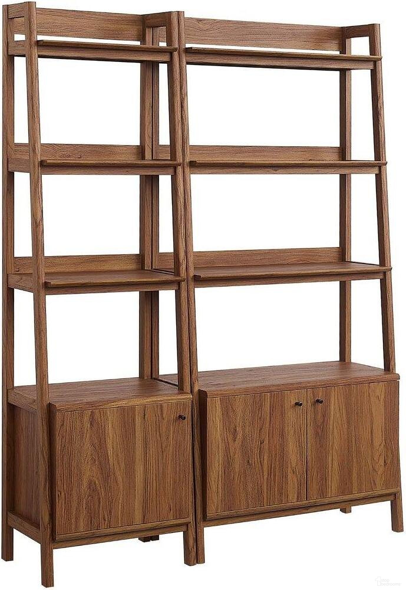The appearance of Bixby Wood Bookshelves Set of 2 In Walnut designed by Modway in the transitional interior design. This walnut piece of furniture was selected by 1StopBedrooms from Bixby Collection to add a touch of cosiness and style into your home. Sku: EEI-4655-WAL;EEI-4656-WAL. Material: MDF.