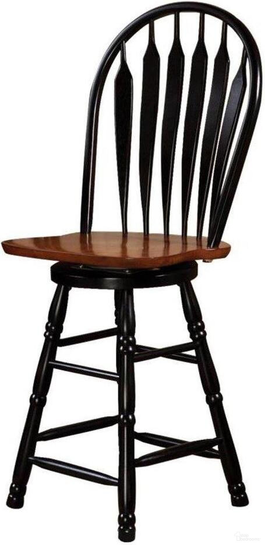 The appearance of Black Cherry Selections Antique Black and Cherry 24 Inch Swivel Barstool designed by Sunset Trading in the traditional interior design. This antique black and cherry piece of furniture  was selected by 1StopBedrooms from Black Cherry Selections Collection to add a touch of cosiness and style into your home. Sku: DLU-B24-BCH. Material: Wood.
