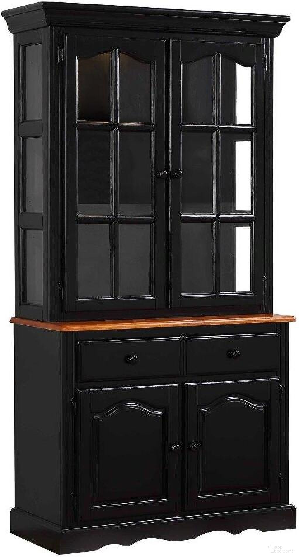 The appearance of Black Cherry Selections Antique Black and Cherry Keepsake Buffet and Lighted Hutch designed by Sunset Trading in the modern / contemporary interior design. This antique black and cherry piece of furniture was selected by 1StopBedrooms from Black Cherry Selections Collection to add a touch of cosiness and style into your home. Sku: DLU-19-BUF-BCH;DLU-19-HUT-BCH. Material: Wood.